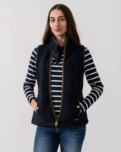 Joules Womens Heritage Borg Gilet - Navy | CHO | Designer Womens Fleece Gilets