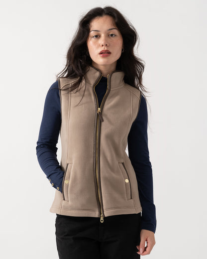 Front of Joules Womens Heritage Gilet - Mink Brown