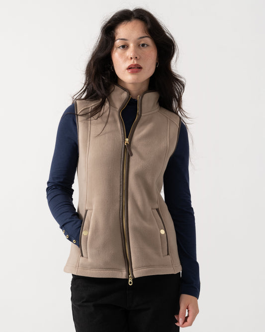 Front of Joules Womens Heritage Gilet - Mink Brown