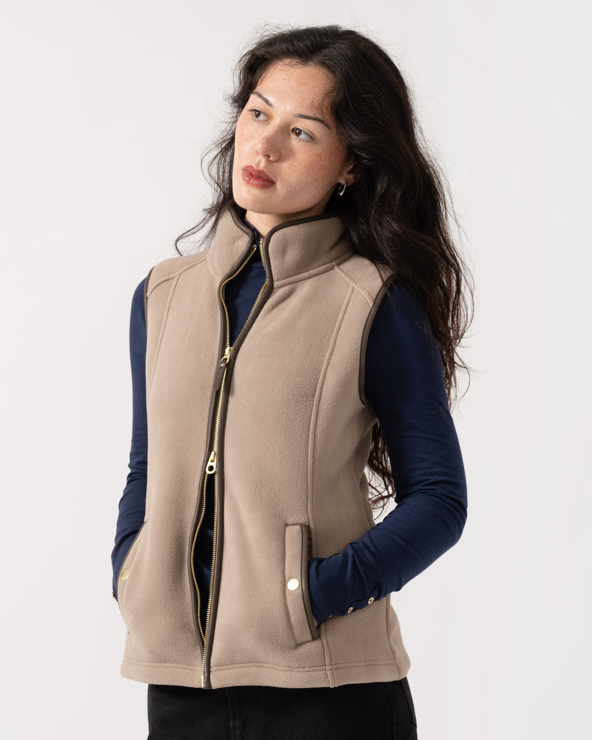 Side of Joules Womens Heritage Gilet - Mink Brown