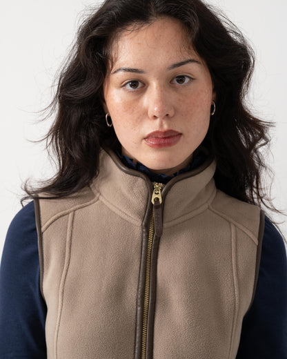 Close up of Joules Womens Heritage Gilet - Mink Brown