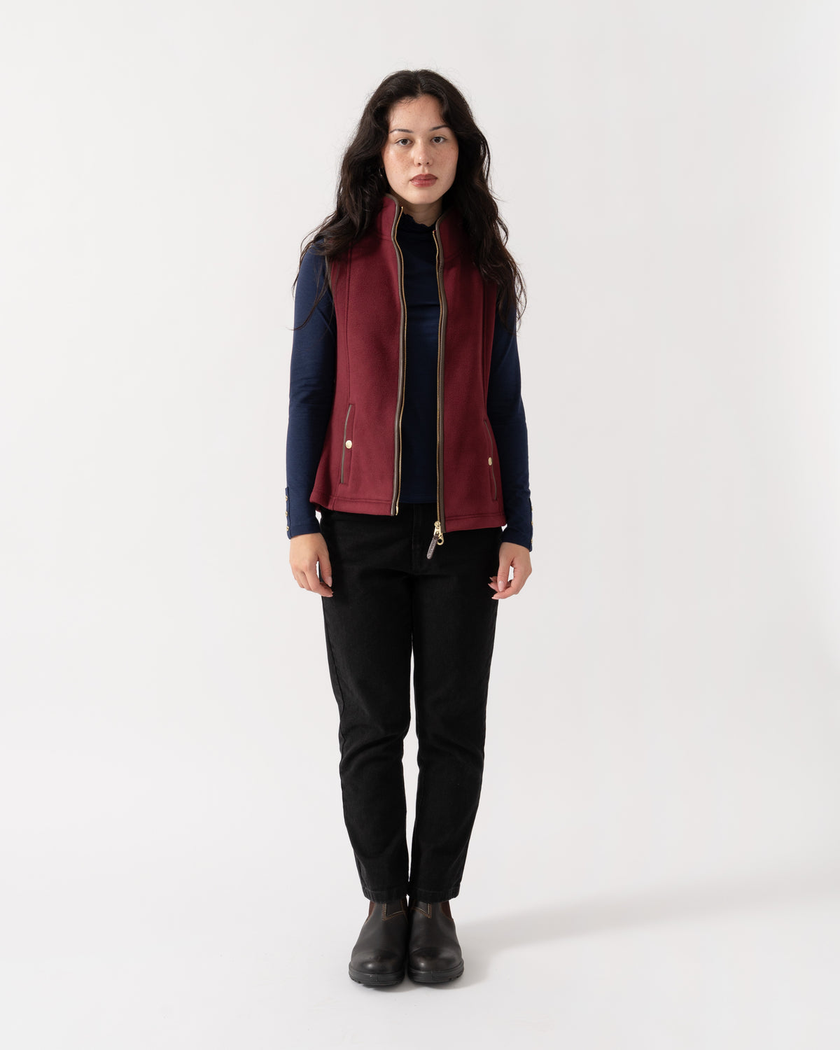 Model wearing Joules Womens Heritage Gilet - Red