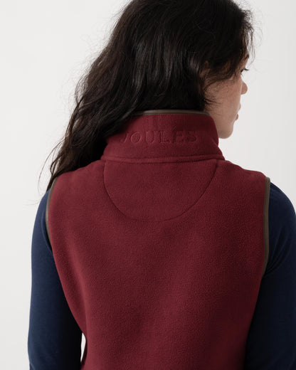 Close up logo detail of Joules Womens Heritage Gilet - Red