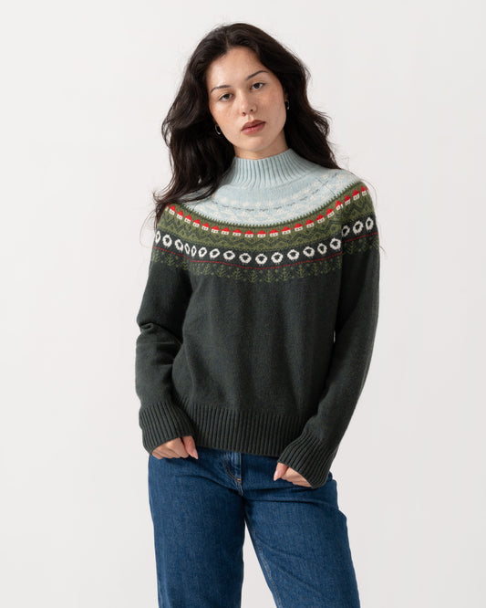 Front of the Joules Womens Landscape Fairisle Jumper - Green