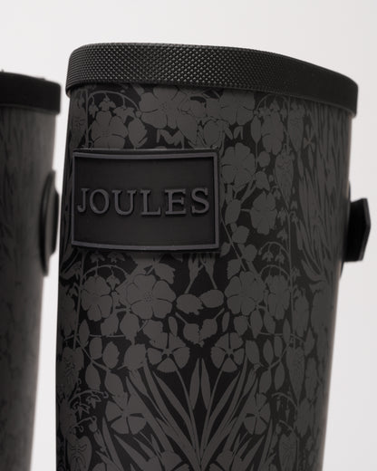 Joules Womens Tall Printed Welly - Black