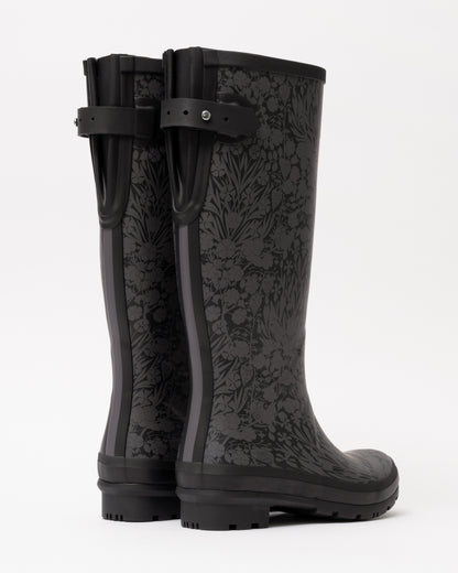 Joules Womens Tall Printed Welly - Black