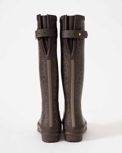 Joules Womens Tall Printed Welly - Brown