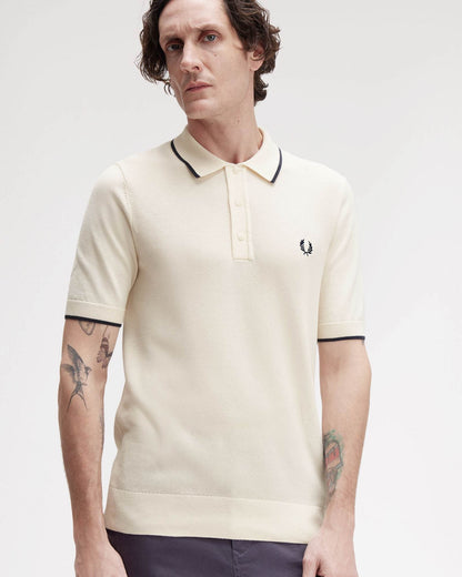 Fred Perry Mens Pique Stitch Knitted Polo Shirt - Silky Peach R33