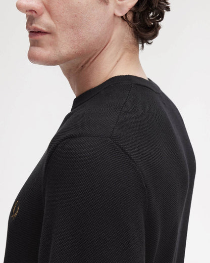 Fred Perry Mens Pique Stitch Jumper - Black 102