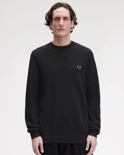Fred Perry Mens Pique Stitch Jumper - Black 102