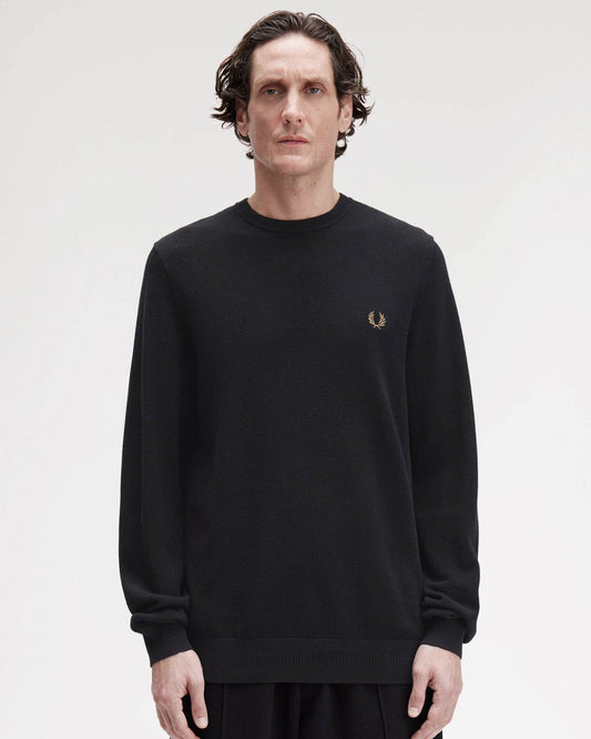 Fred Perry Mens Pique Stitch Jumper - Black 102
