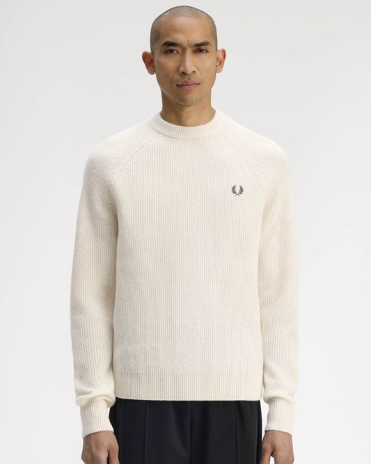 Fred Perry Mens Lambswool Raglan Jumper - Ecru 560