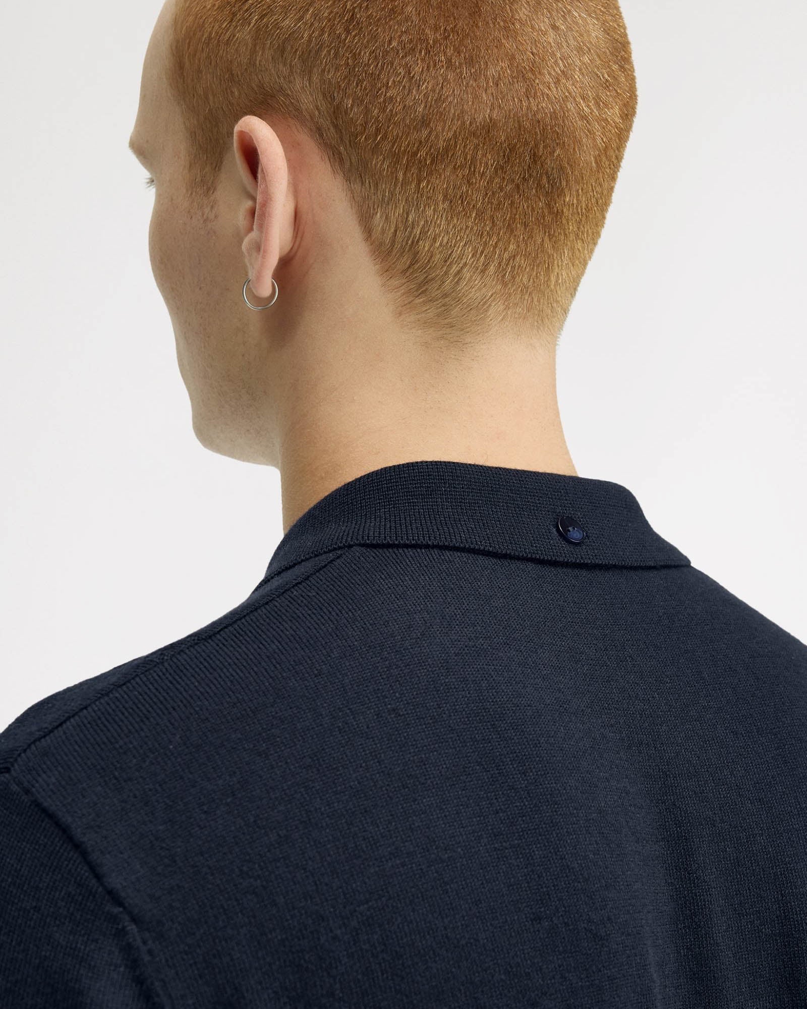 Fred Perry Mens Cable Knitted Polo Shirt - Navy 608 | CHO | Designer Mens Polo Shirts