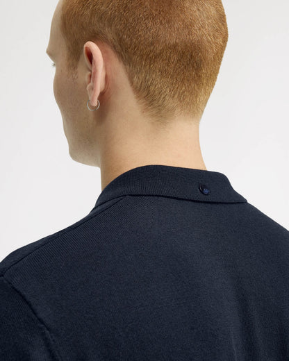 Fred Perry Mens Cable Knitted Polo Shirt - Navy 608 | CHO | Designer Mens Polo Shirts