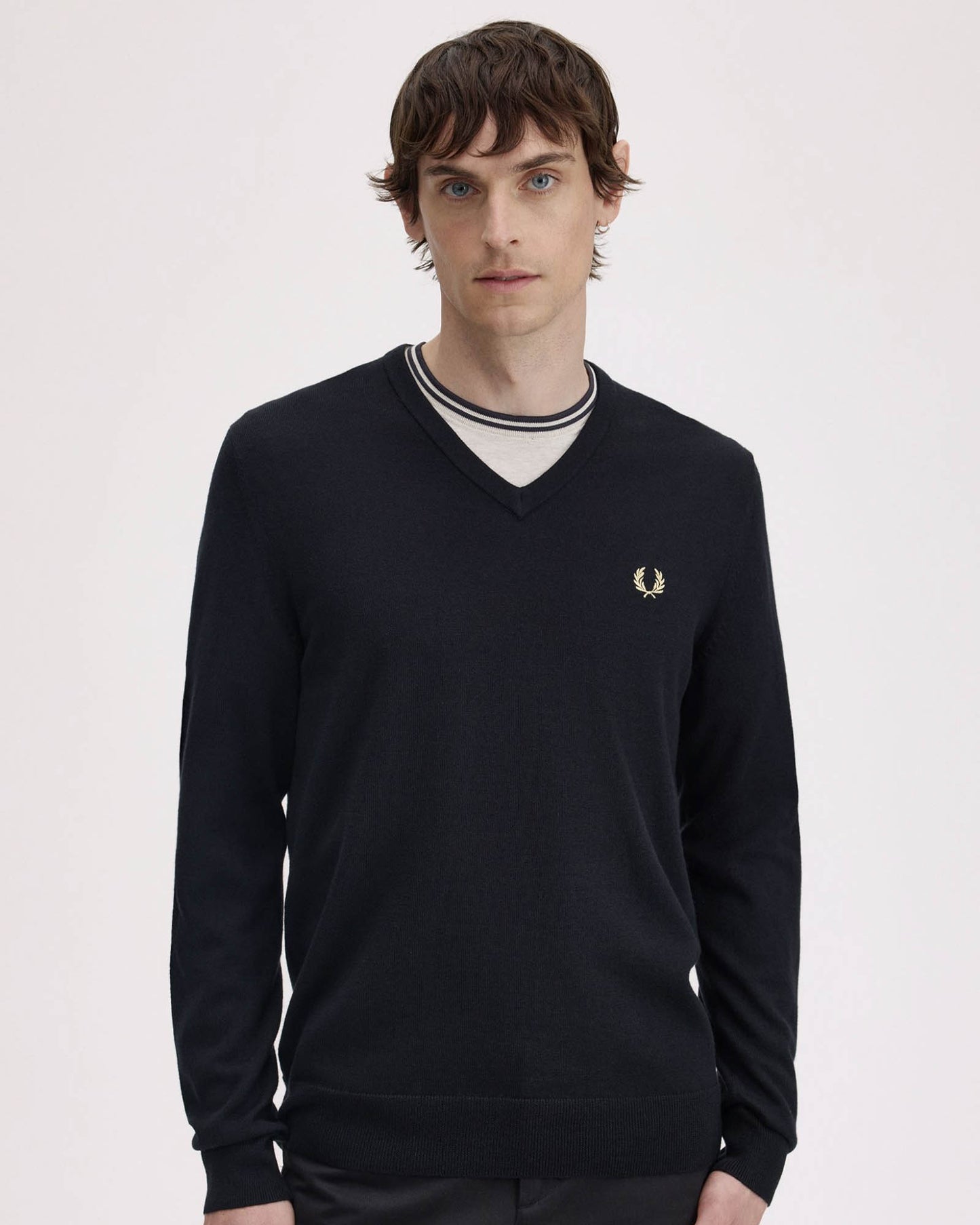 Fred Perry Mens Classic V Neck Jumper - Black 198