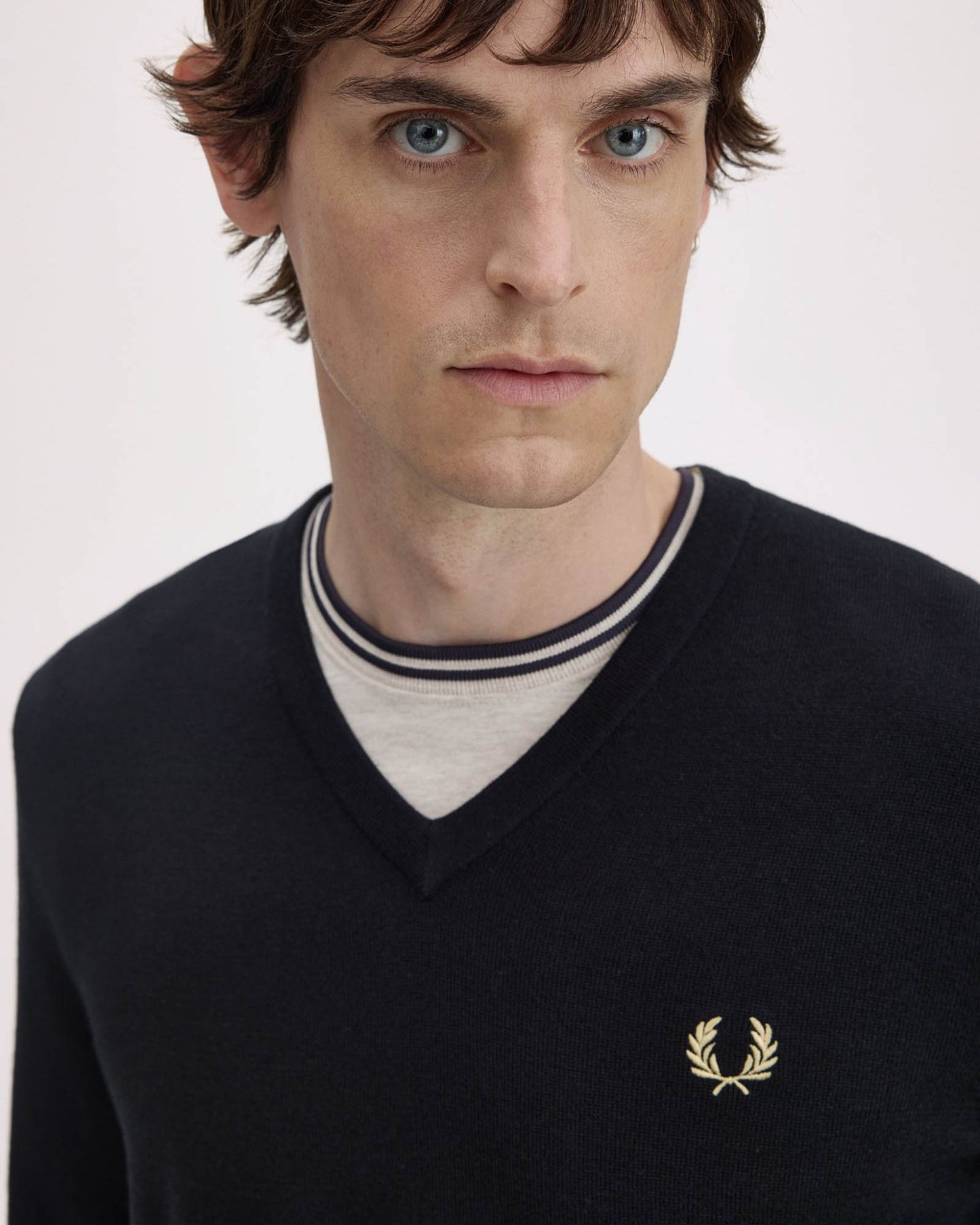 Fred Perry Mens Classic V Neck Jumper - Black 198