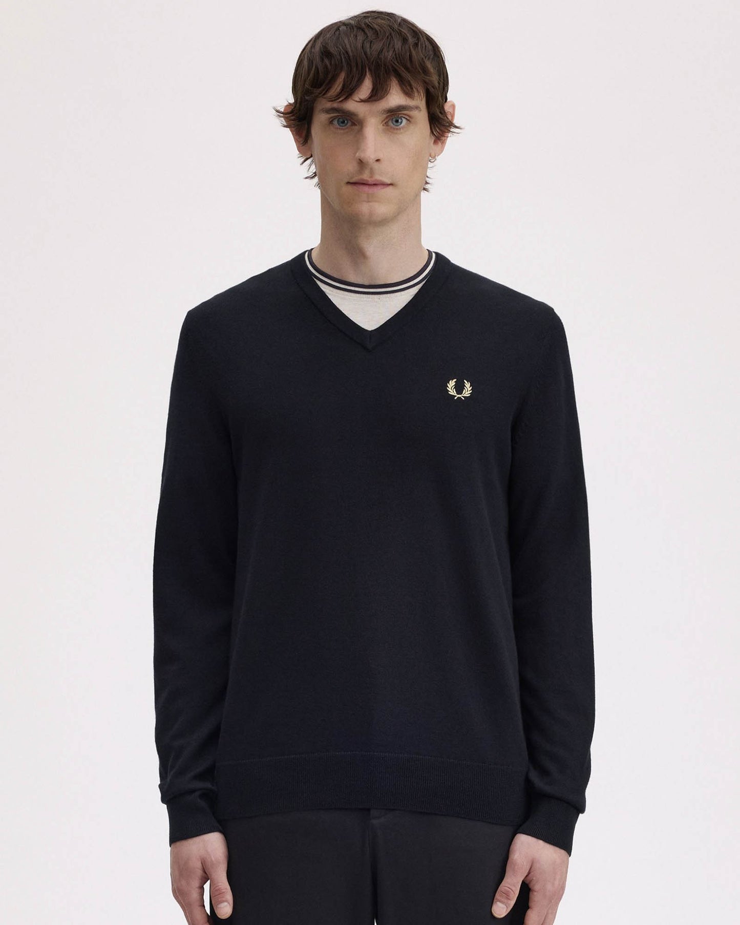 Fred Perry Mens Classic V Neck Jumper - Black 198