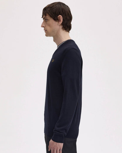 Fred Perry Mens Classic V Neck Jumper - Navy 795