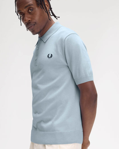 Fred Perry Mens Cotton Knitted Shirt - Light Smoke 146