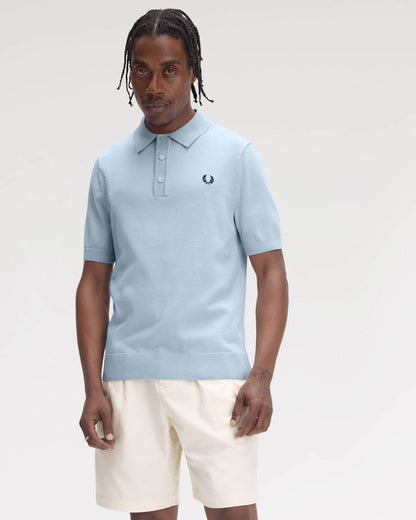 Fred Perry Mens Cotton Knitted Shirt - Light Smoke 146