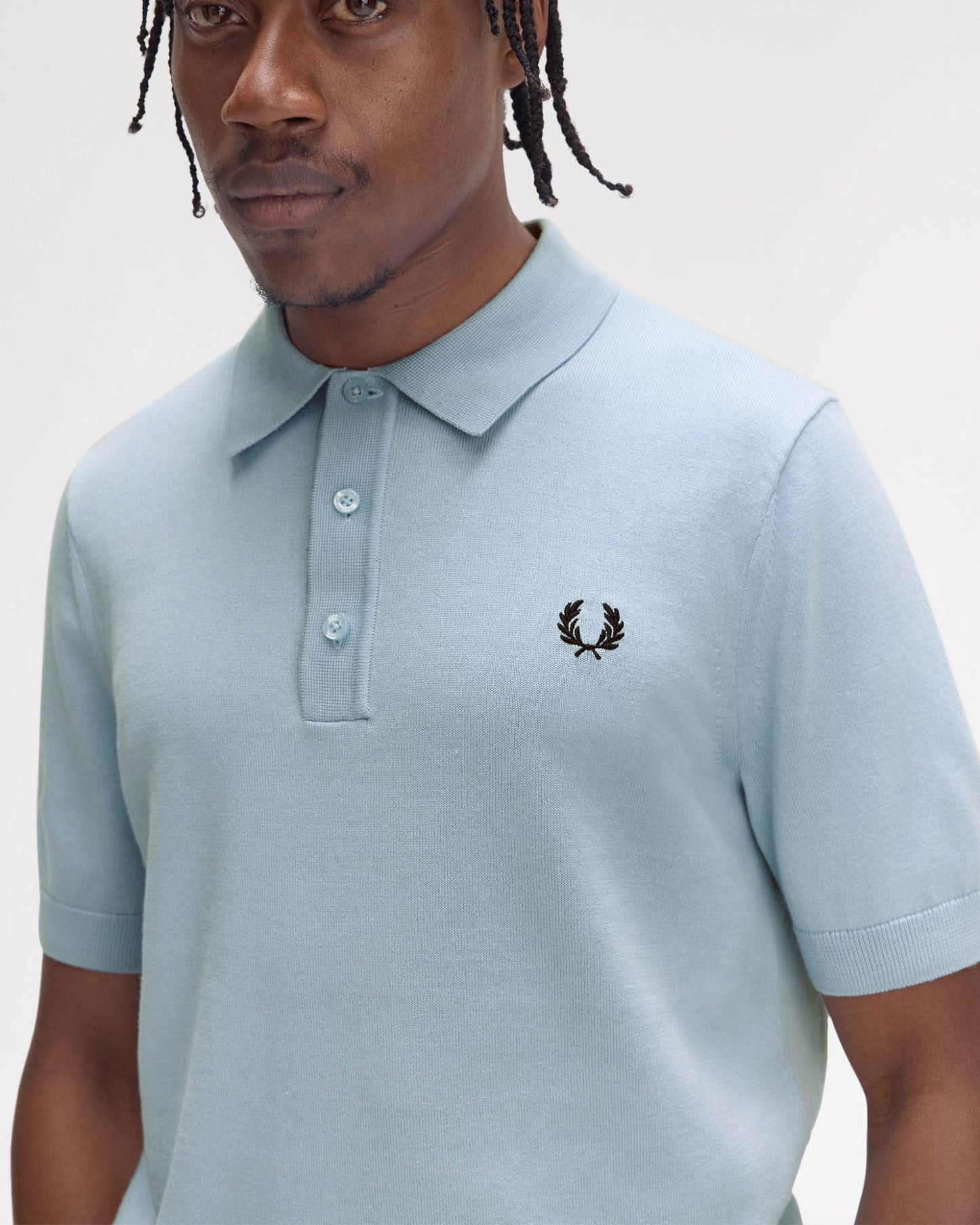 Fred Perry Mens Cotton Knitted Shirt - Light Smoke 146