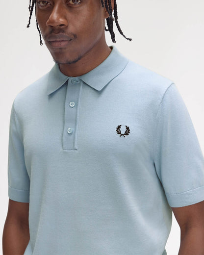 Fred Perry Mens Cotton Knitted Shirt - Light Smoke 146