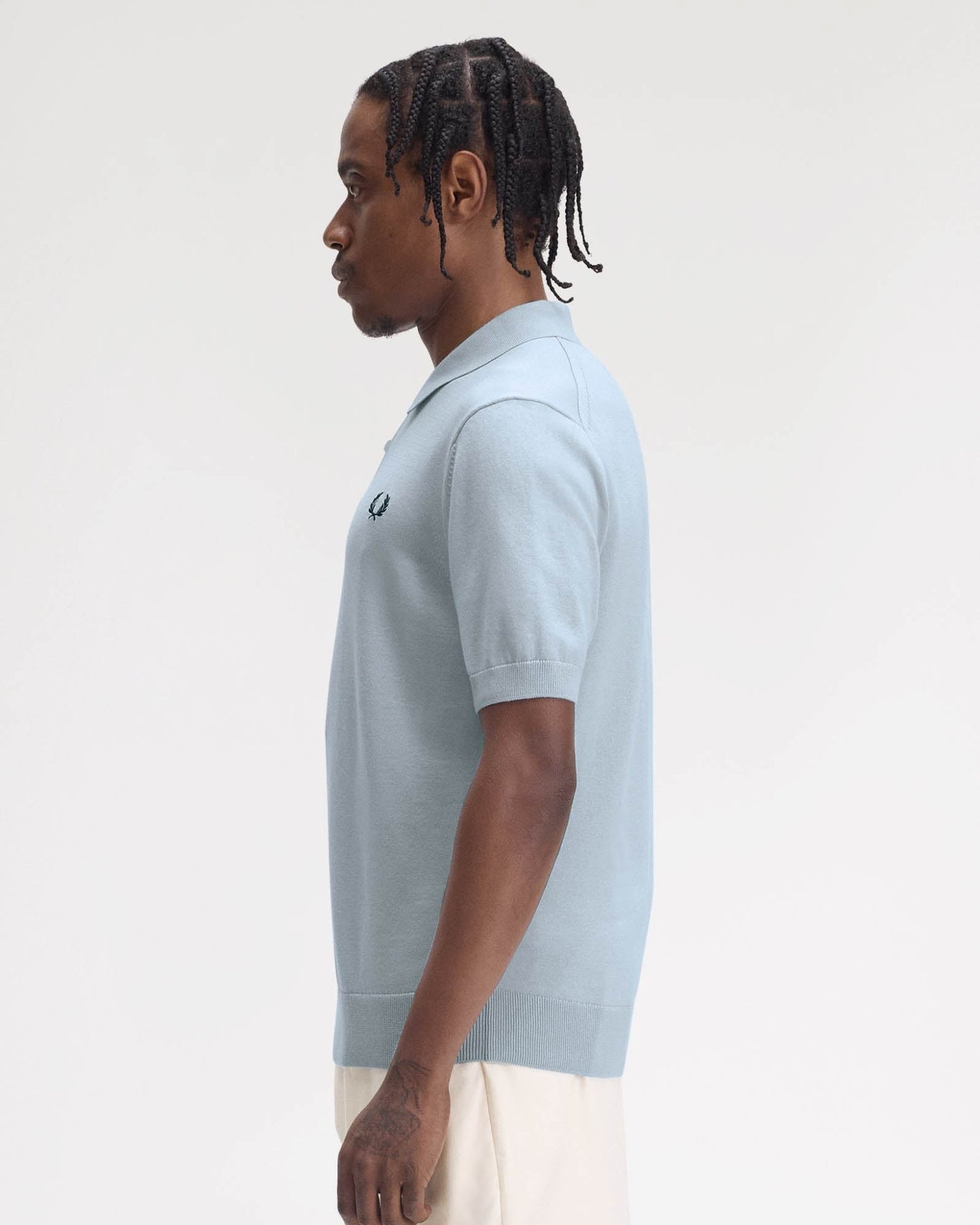 Fred Perry Mens Cotton Knitted Shirt - Light Smoke 146
