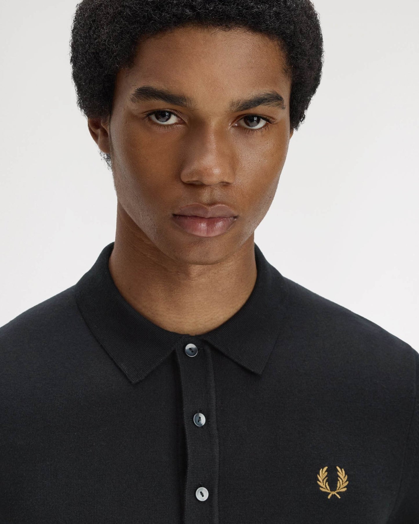 Fred Perry Mens Cotton Knitted Shirt - Black 198 | CHO | Designer Mens Short Sleeve Polo Shirts
