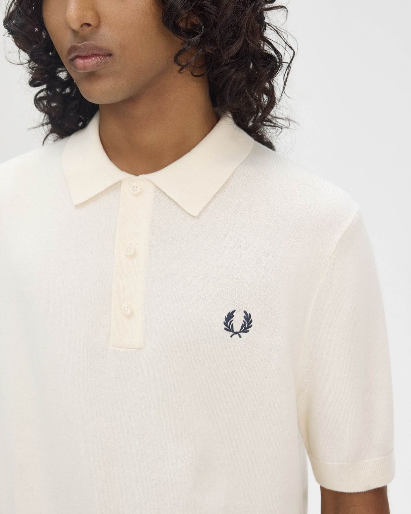 Fred Perry Mens Cotton Knitted Shirt - Ecru 560