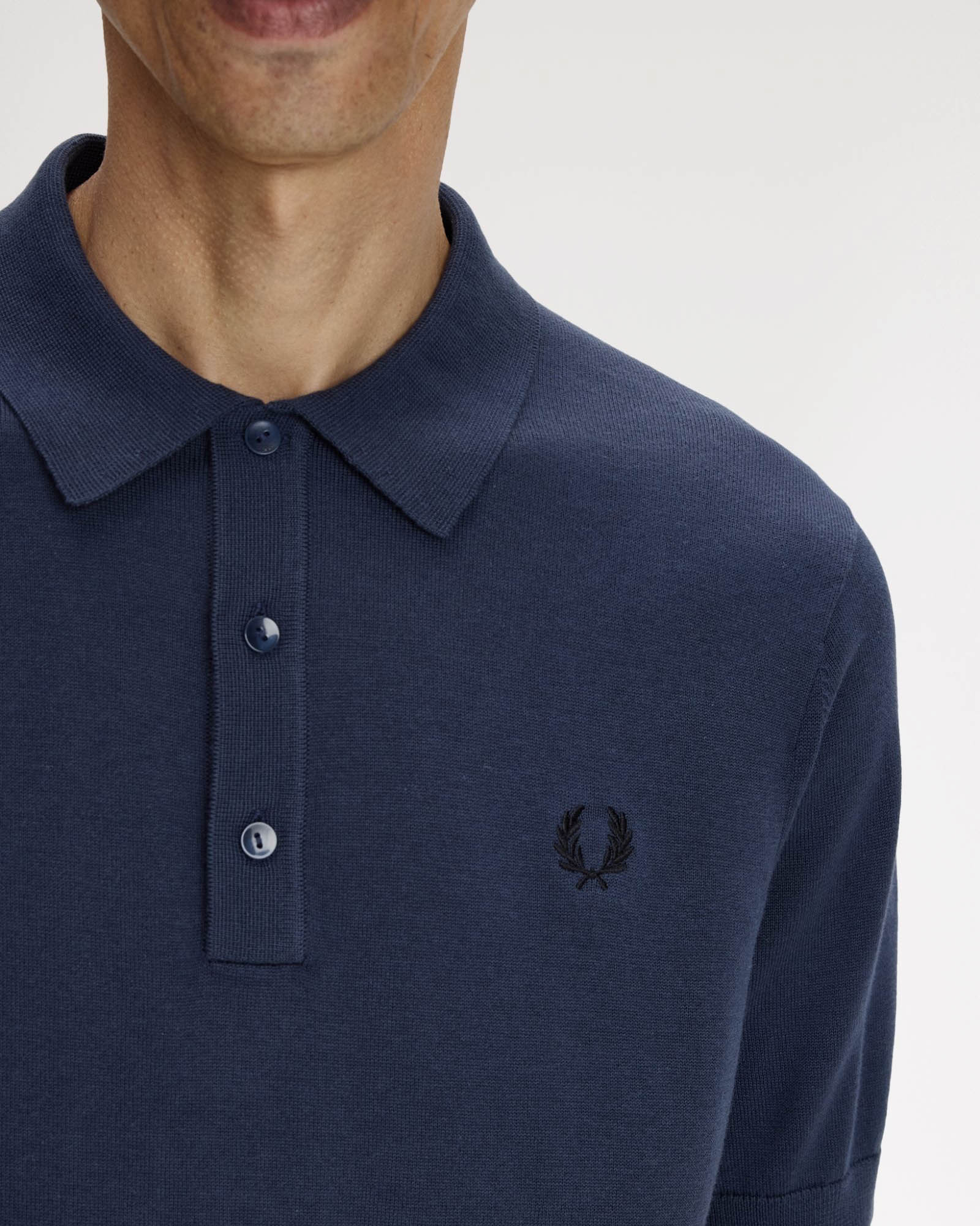 Fred Perry Mens Cotton Knitted Shirt - Dark Airforce 738 | CHO | Designer Mens Short Sleeve Polo Shirts
