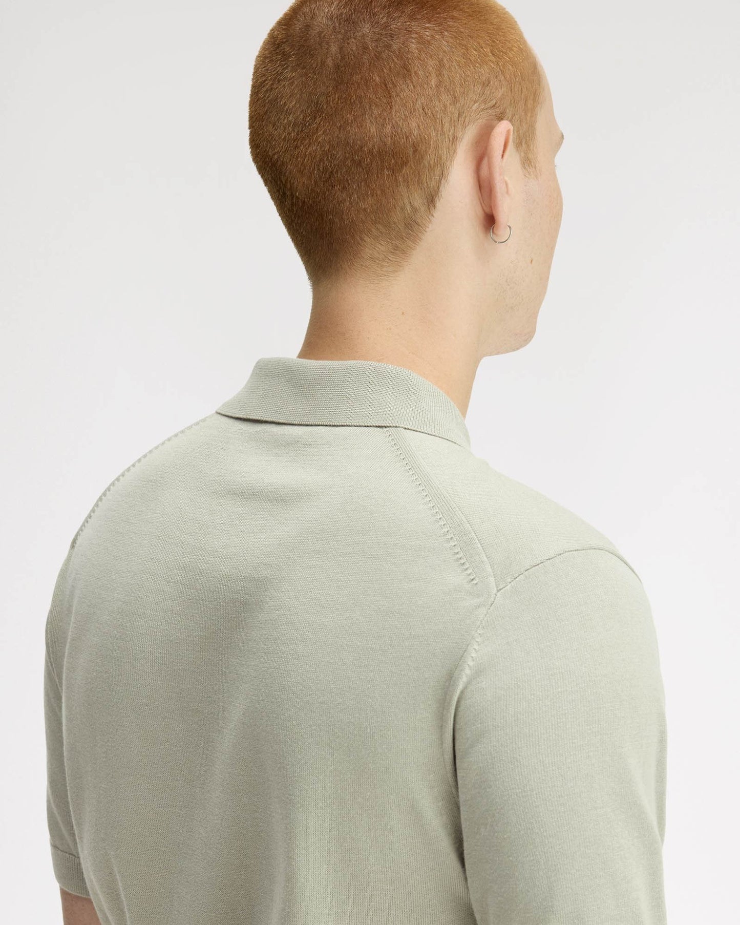 Fred Perry Mens Cotton Knitted Shirt - Seagrass M37 | CHO | Designer Mens Short Sleeve Polo Shirts