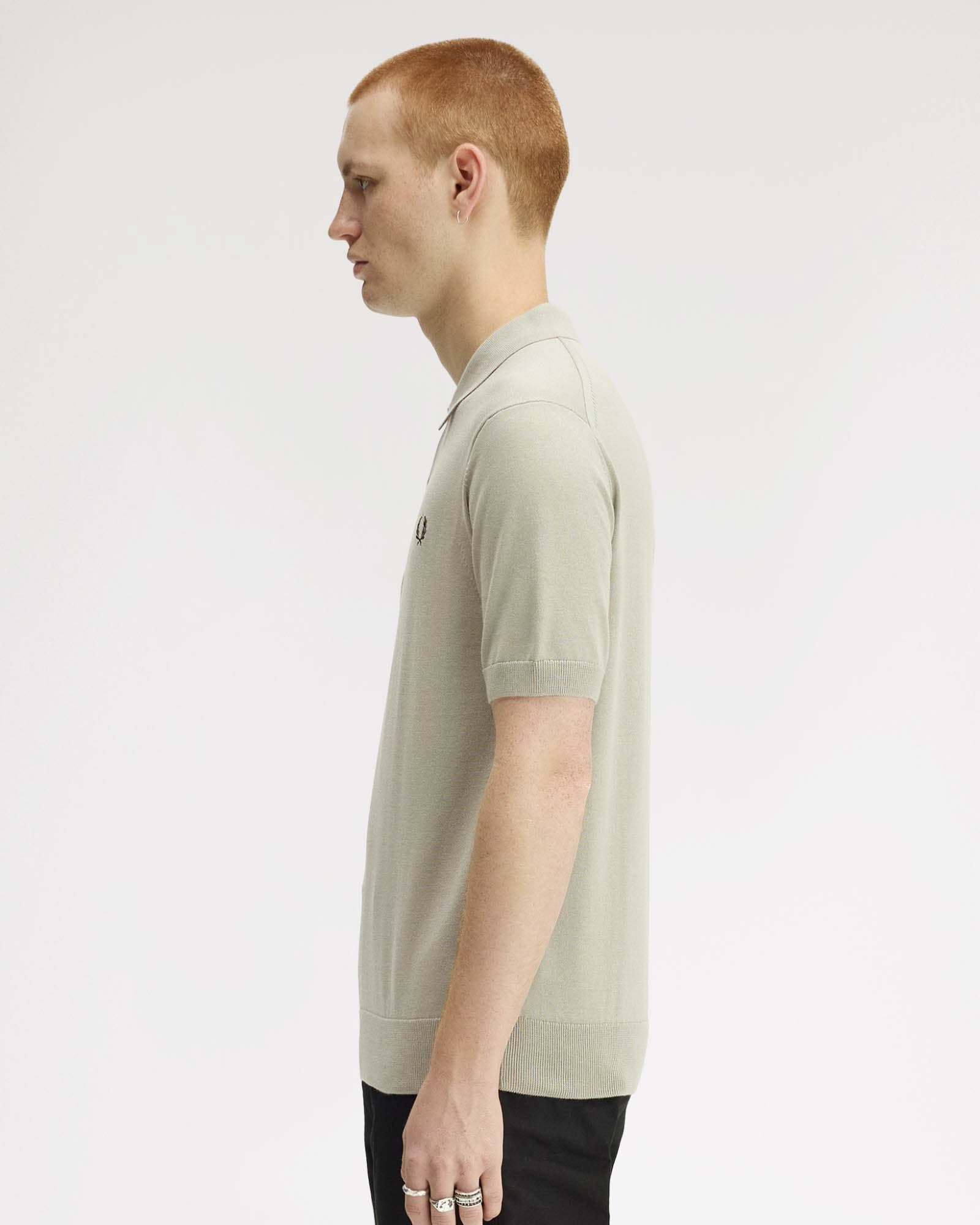 Fred Perry Mens Cotton Knitted Shirt - Seagrass M37 | CHO | Designer Mens Short Sleeve Polo Shirts