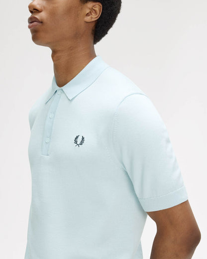 Fred Perry Mens Cotton Knitted Shirt - Light Ice R30 | CHO | Designer Mens Short Sleeve Polo Shirts