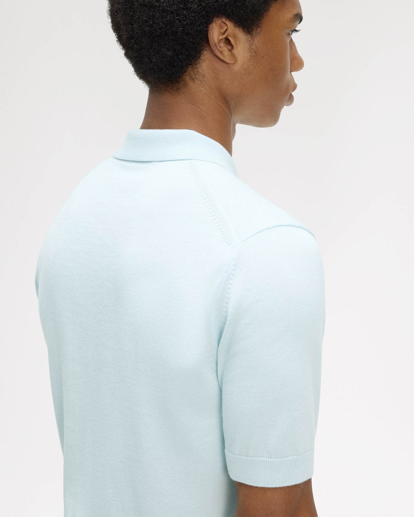 Fred Perry Mens Cotton Knitted Shirt - Light Ice R30 | CHO | Designer Mens Short Sleeve Polo Shirts