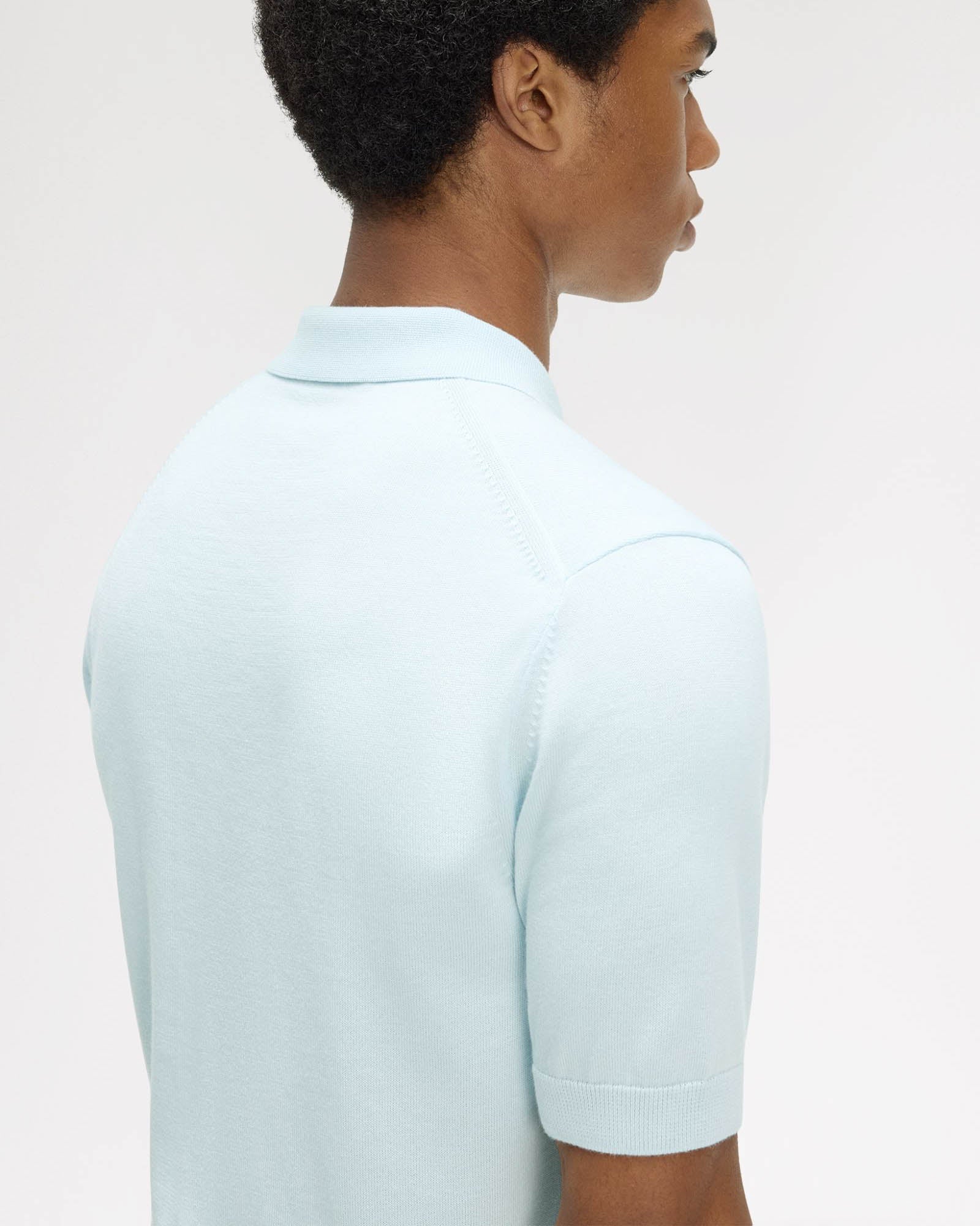 Fred Perry Mens Cotton Knitted Shirt - Light Ice R30 | CHO | Designer Mens Short Sleeve Polo Shirts
