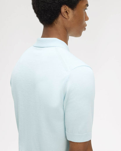 Fred Perry Mens Cotton Knitted Shirt - Light Ice R30 | CHO | Designer Mens Short Sleeve Polo Shirts