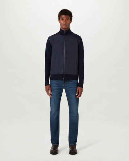 Belstaff Kelbrook Mens Merino Wool Zip Cardigan - Dark Ink