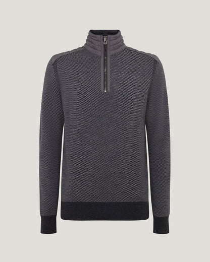 Belstaff Kilmington Mens Quarter Zip Funnel Neck Jumper - Charcoal/Mid Grey
