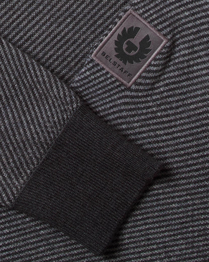 Belstaff Kilmington Mens Quarter Zip Funnel Neck Jumper - Charcoal/Mid Grey