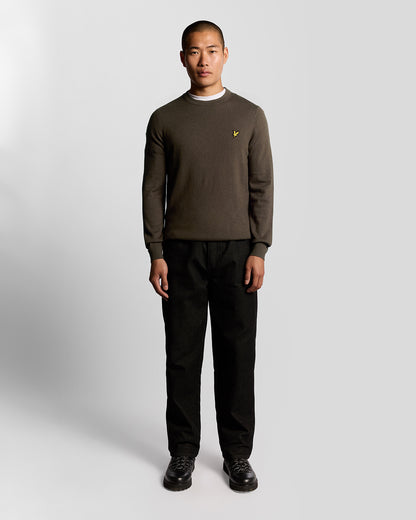 Lyle & Scott Cotton Merino Mens Crew Neck Jumper - X863 Espresso