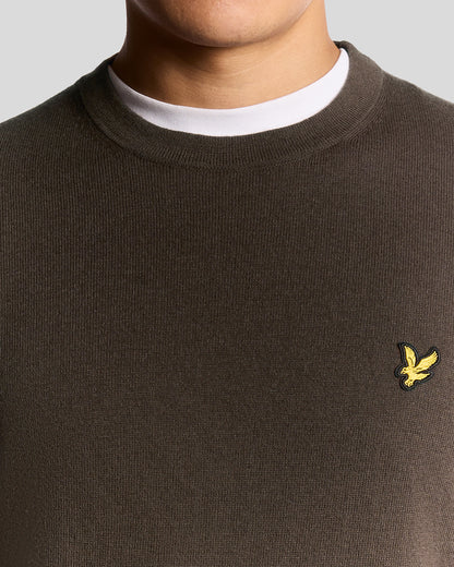 Lyle & Scott Cotton Merino Mens Crew Neck Jumper - X863 Espresso