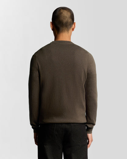 Lyle & Scott Cotton Merino Mens Crew Neck Jumper - X863 Espresso