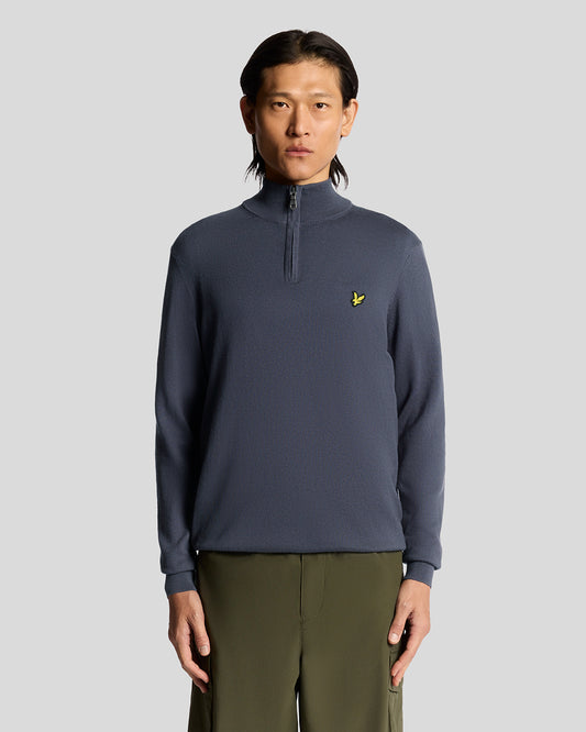Lyle & Scott Cotton Merino Mens Quarter Zip Jumper - X854 Graystone