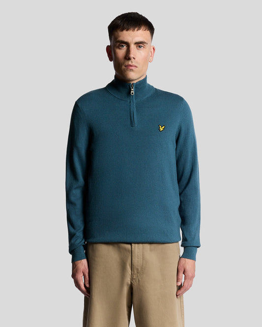 Lyle & Scott Cotton Merino Mens Quarter Zip Jumper - X862 Deep Water