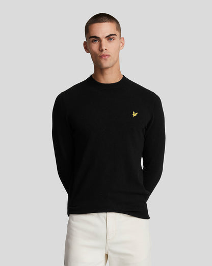 Lyle & Scott Lambswool Blend Crew Neck Jumper - W155 Jet Black Marl