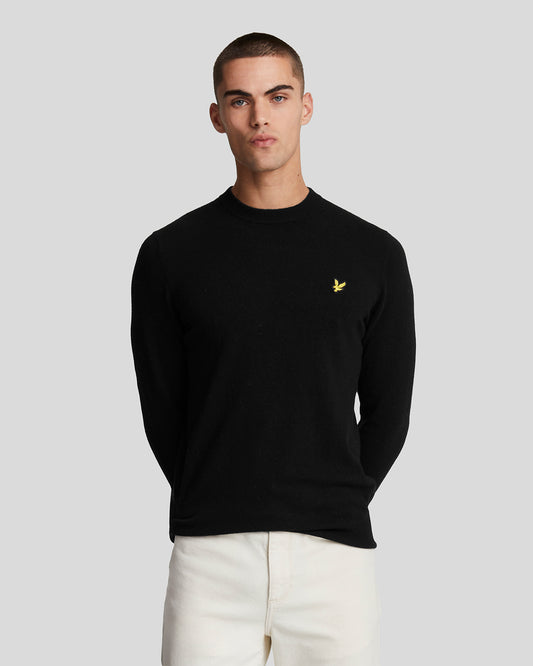 Lyle & Scott Lambswool Blend Crew Neck Jumper - W155 Jet Black Marl