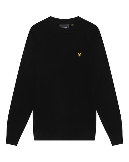 Lyle & Scott Lambswool Blend Crew Neck Jumper - W155 Jet Black Marl