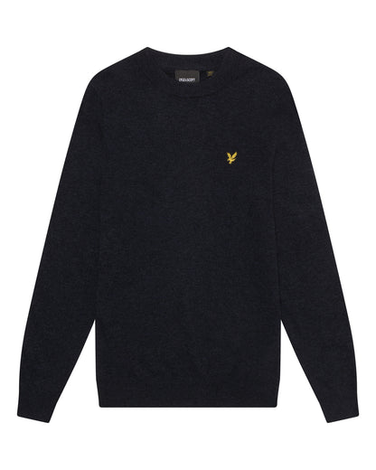 Lyle & Scott Lambswool Blend Crew Neck Jumper - Z56 Dark Navy Marl