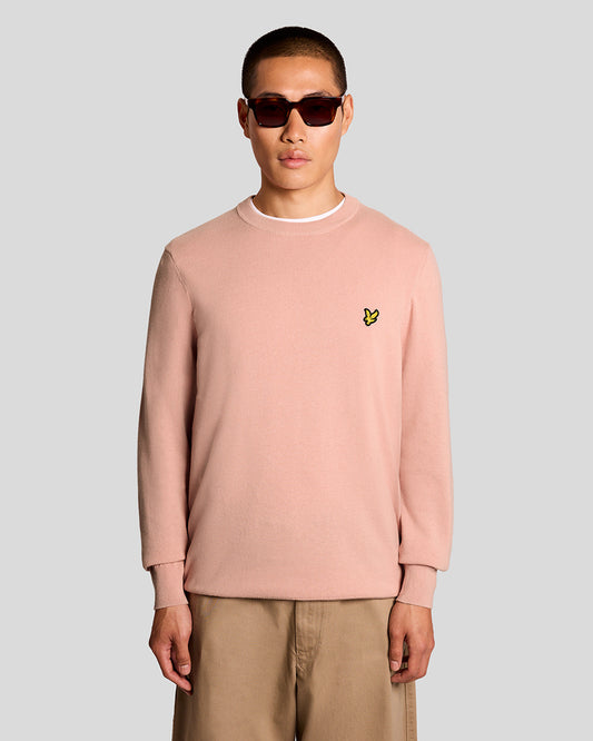 Lyle & Scott Cotton Crew Neck Mens Jumper - Y120 Pink Grapefruit