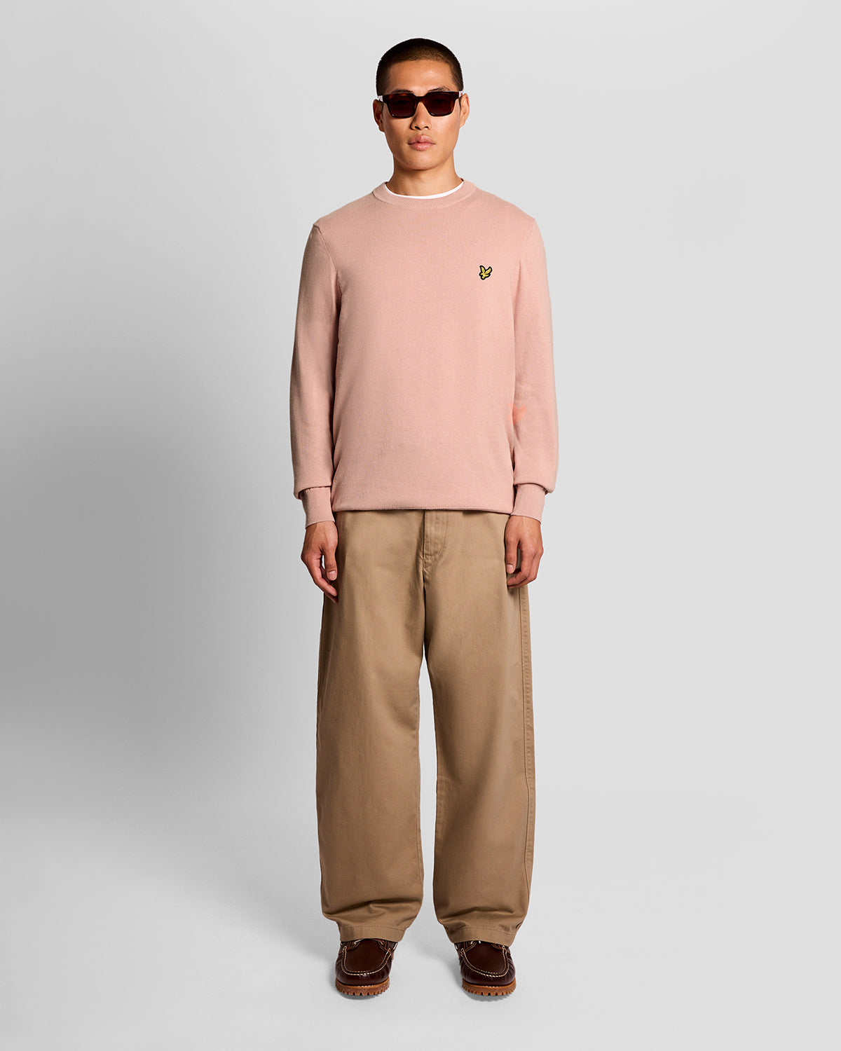 Lyle & Scott Cotton Crew Neck Mens Jumper - Y120 Pink Grapefruit